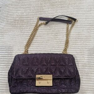 Michael Kors Purple Quilted Chain Shoulder Bag